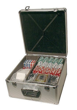 Maleta de poker em alumínio 600 fichas 6 baralhos e 5 dados